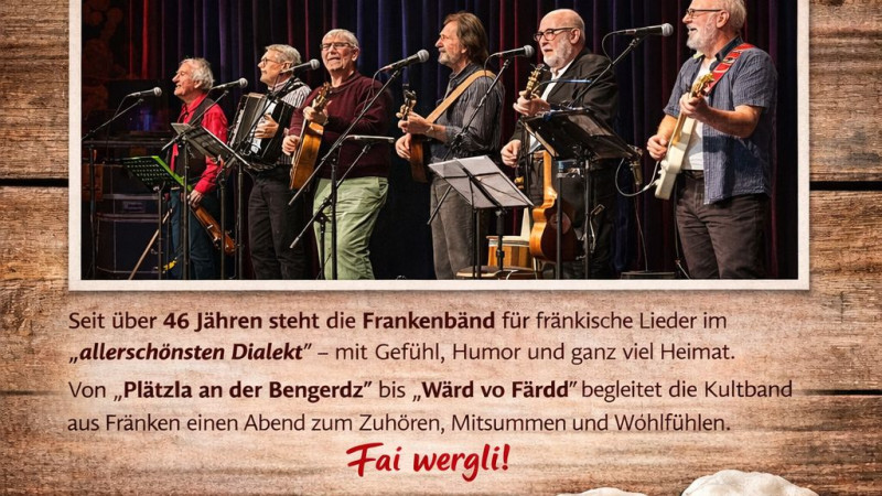 Frankenbänd kommt! Samstag, 14.2.2026, 19 Uhr, Büchenbach Schulaula