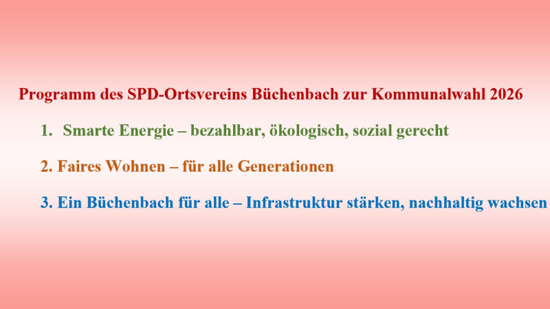 Programm des SPD-Ortsvereins Büchenbach zur Kommunalwahl 2026